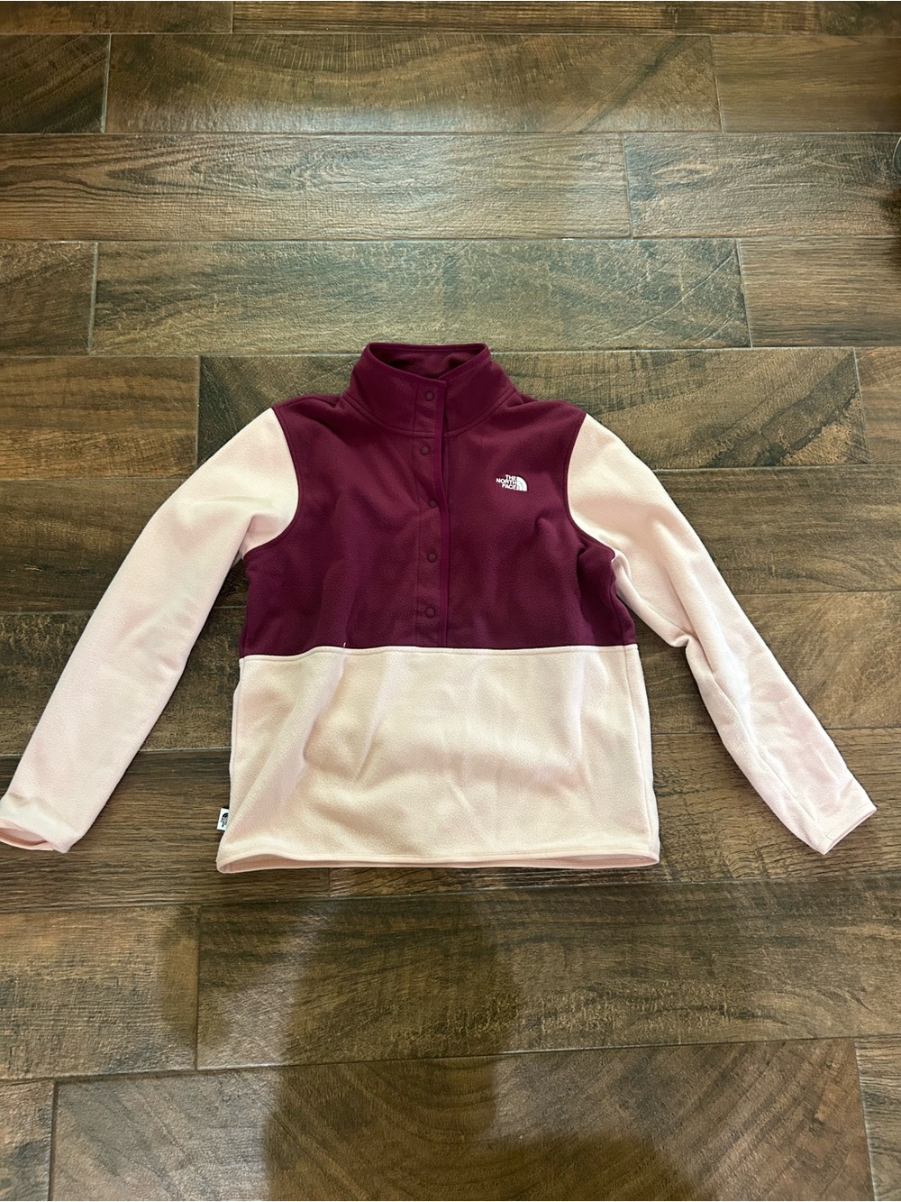 The North Face Two-Tone Burgundy & Light Pink Snap Pullover
